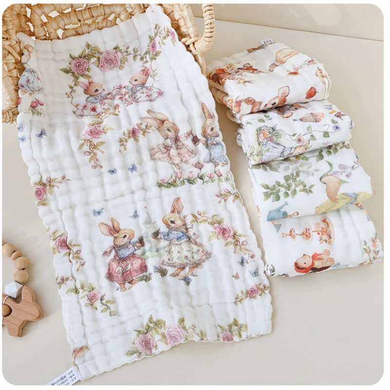 Juego de toallas de algodón para bebé, 3 unidades/5 unidades, 6 capas, Guaze, paños para eructar para recién nacido, toalla facial de baba para bebé, cuadrados de muselina súper suaves, cuidado del bebé - imagen 4