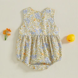 Mono bebé para niña con bordado de pato y tejido floral sin mangas