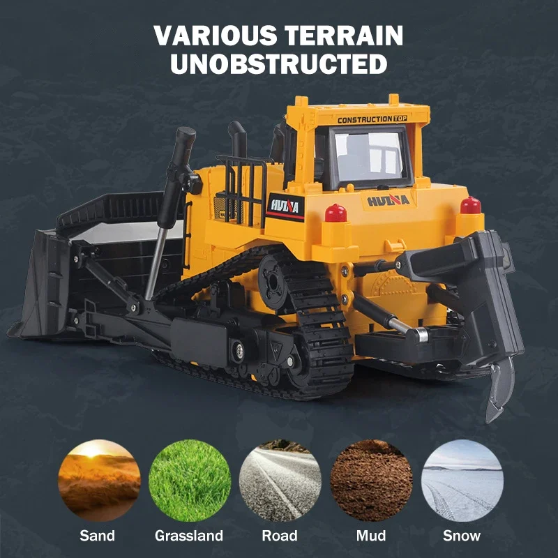 HUINA 1554 RC Bulldozer Rc Bagger excavadora sobre orugas 2,4G coches de Control remoto camiones RC para adultos RC Tractor Bagger remolque regalo - imagen 3