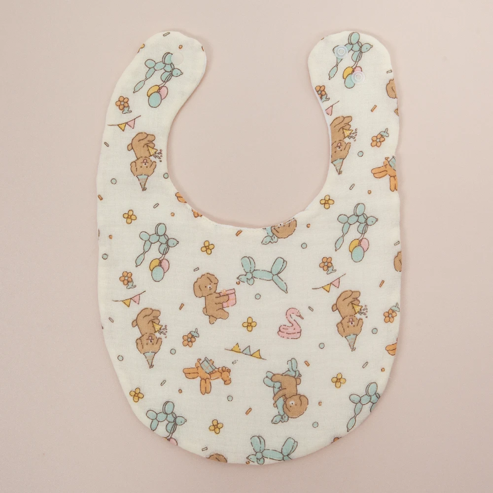 Baberos para bebé, toalla de Saliva reutilizable, buena absorción, gasa de algodón suave, estampado de dibujos animados, Baberos de alimentación de bebé ajustables - imagen 3