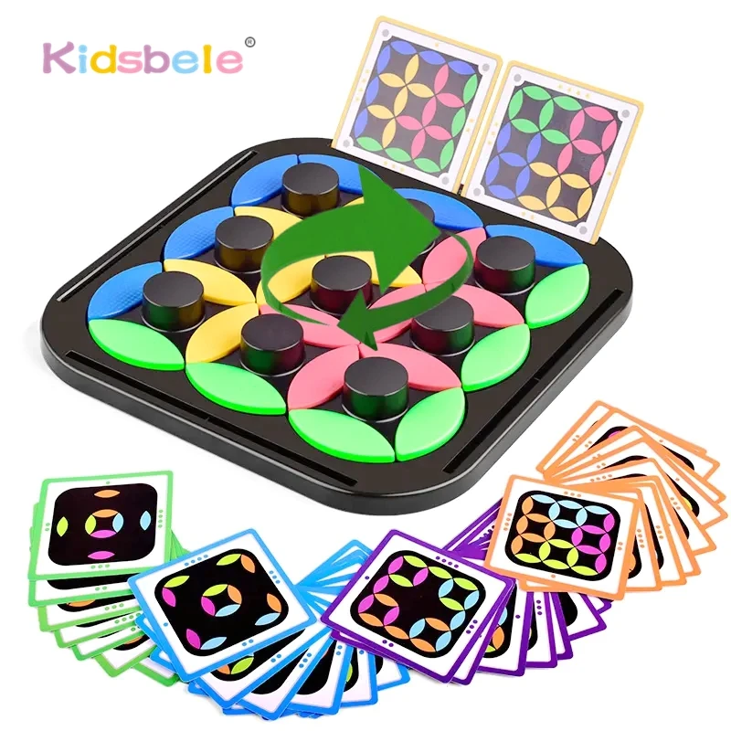 Juego de escritorio giratorio lógico temprano para niños, juguete rompecabezas con tarjetas, juego de rompecabezas giratorio para aliviar el estrés, juguetes de aprendizaje Montessori - imagen 4