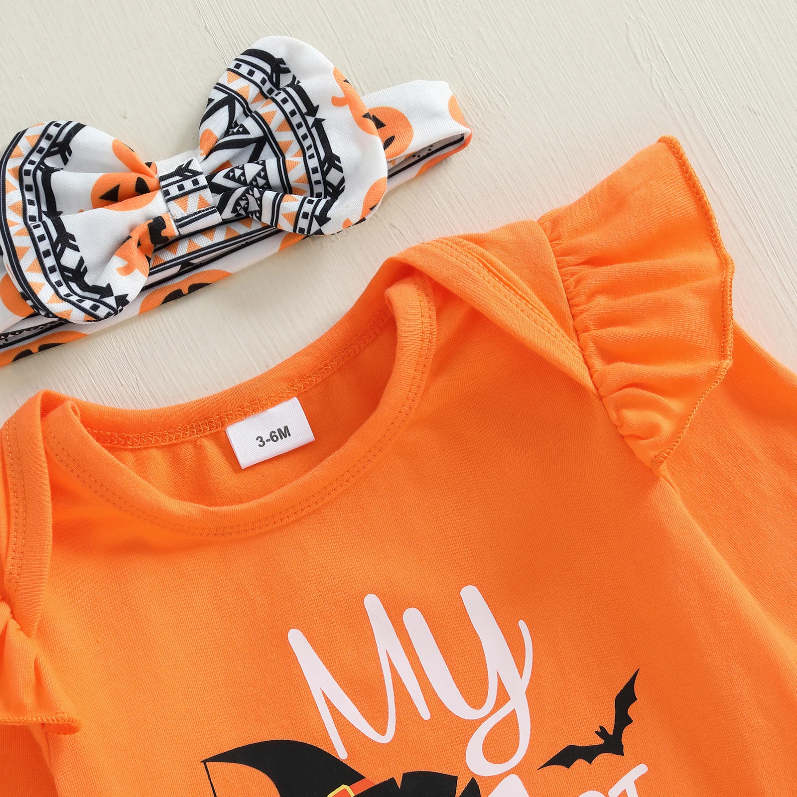 VISgogo Mameluco Halloween para niña – Estampado letras y calabaza - imagen 5