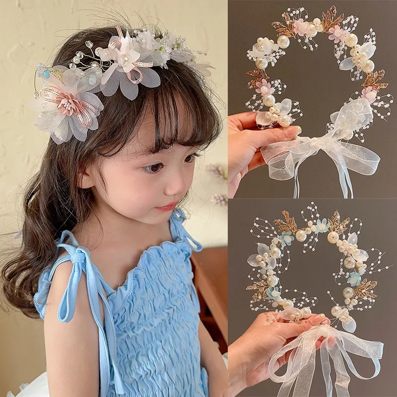 Corona para niños, tocado, corona de princesa, diadema de Súper Hada, flor para niña, accesorios para el cabello de flores para boda, horquilla