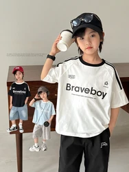 Camiseta de verano para niño – Algodón puro con estampado de letras