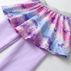 DXTON Leggings con falda unicornio arcoíris para niñas