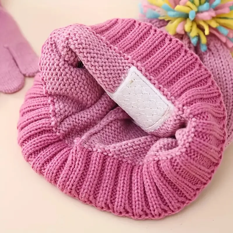 Gorro de unicornio bonito para niñas, conjunto de gorro y guantes de invierno, gorro de punto, conjunto de manoplas con tapa abatible para niños pequeños y niñas - imagen 5
