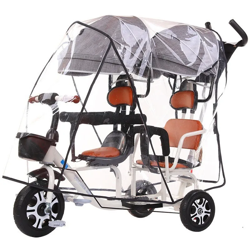 Cubierta impermeable para cochecito doble, impermeable Universal de Material EVA grueso para cochecitos dobles, accesorios para cochecito - imagen 4