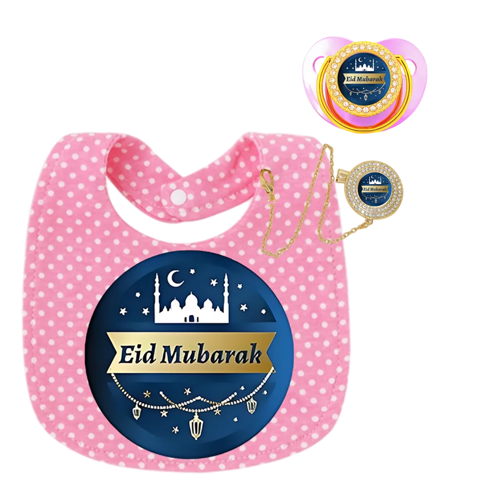 Venta al por mayor de 3 piezas/lote de Baberos para bebé, chupetes y clips para chupete, toallitas musulmanas para saliva, delantales de alimentación para bebé recién nacido - imagen 3