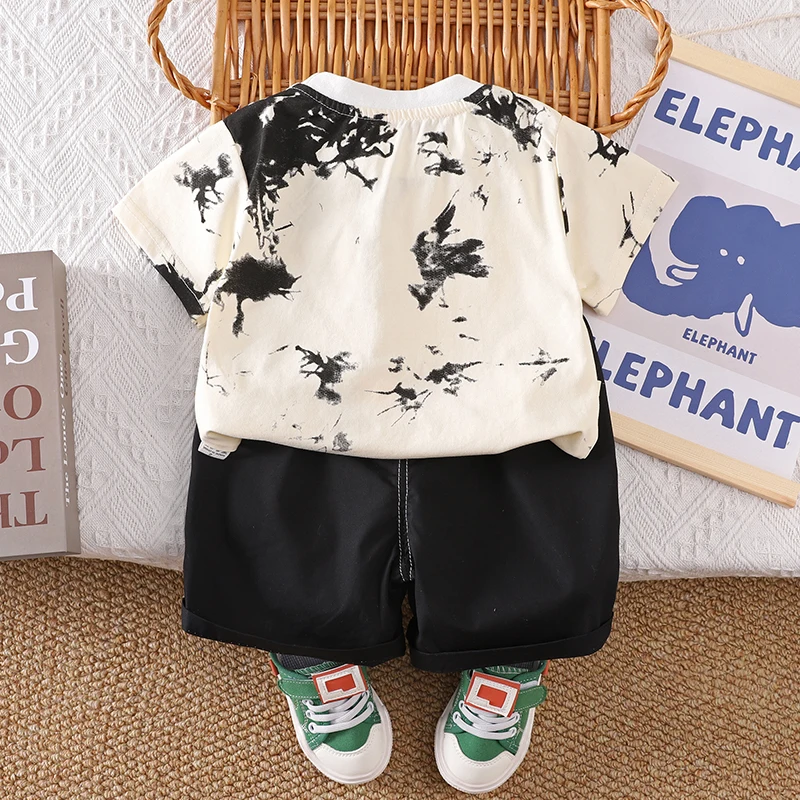 Nueva ropa de verano para bebés, traje para niños y niñas, camiseta, pantalones cortos, 2 unids/set, ropa infantil, disfraz informal para niños, chándales para niños