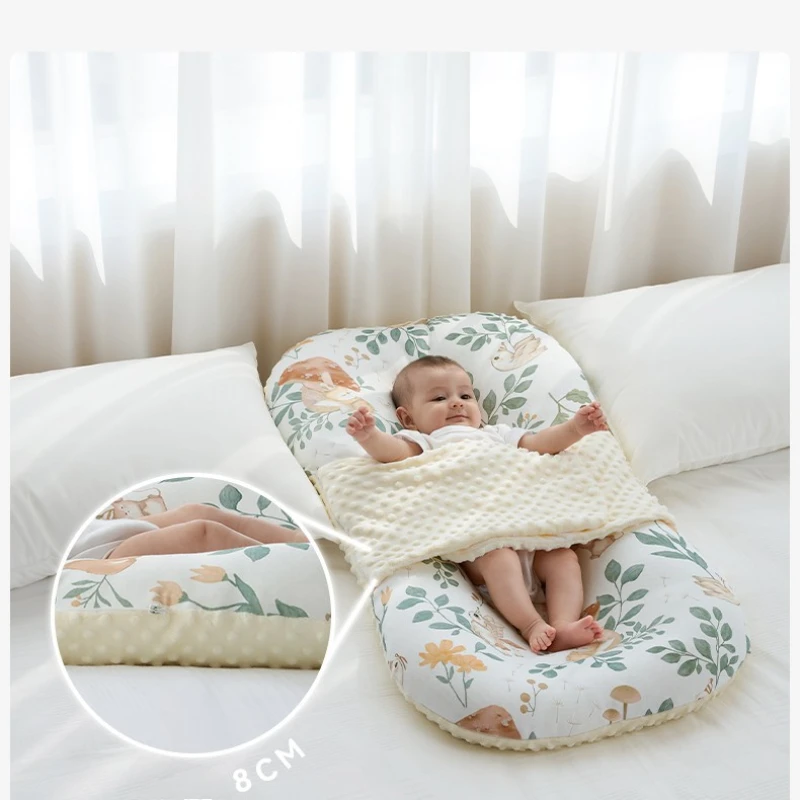 Cama acogedora para bebé en la cama, cama biónica relajante para bebé, almohada acogedora de tacto suave, cuna para saltar antiasfrigeración para bebé recién nacido cómoda - imagen 2