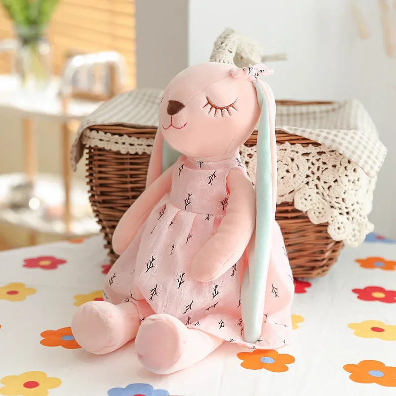 Conejo de peluche de orejas largas Kawaii para bebé, muñecas cómodas para dormir, juguetes de animales suaves rellenos, conejo encantador para decoración de habitación de niñas - imagen 2