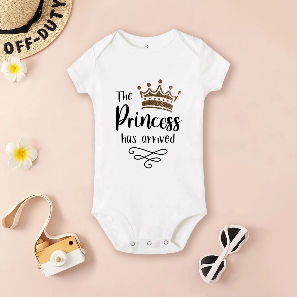 La princesa ha llegado, Body para bebé, ropa de manga corta para niñas, pelele para recién nacidos, mono con estampado de corona, regalos de ducha infantil - imagen 4