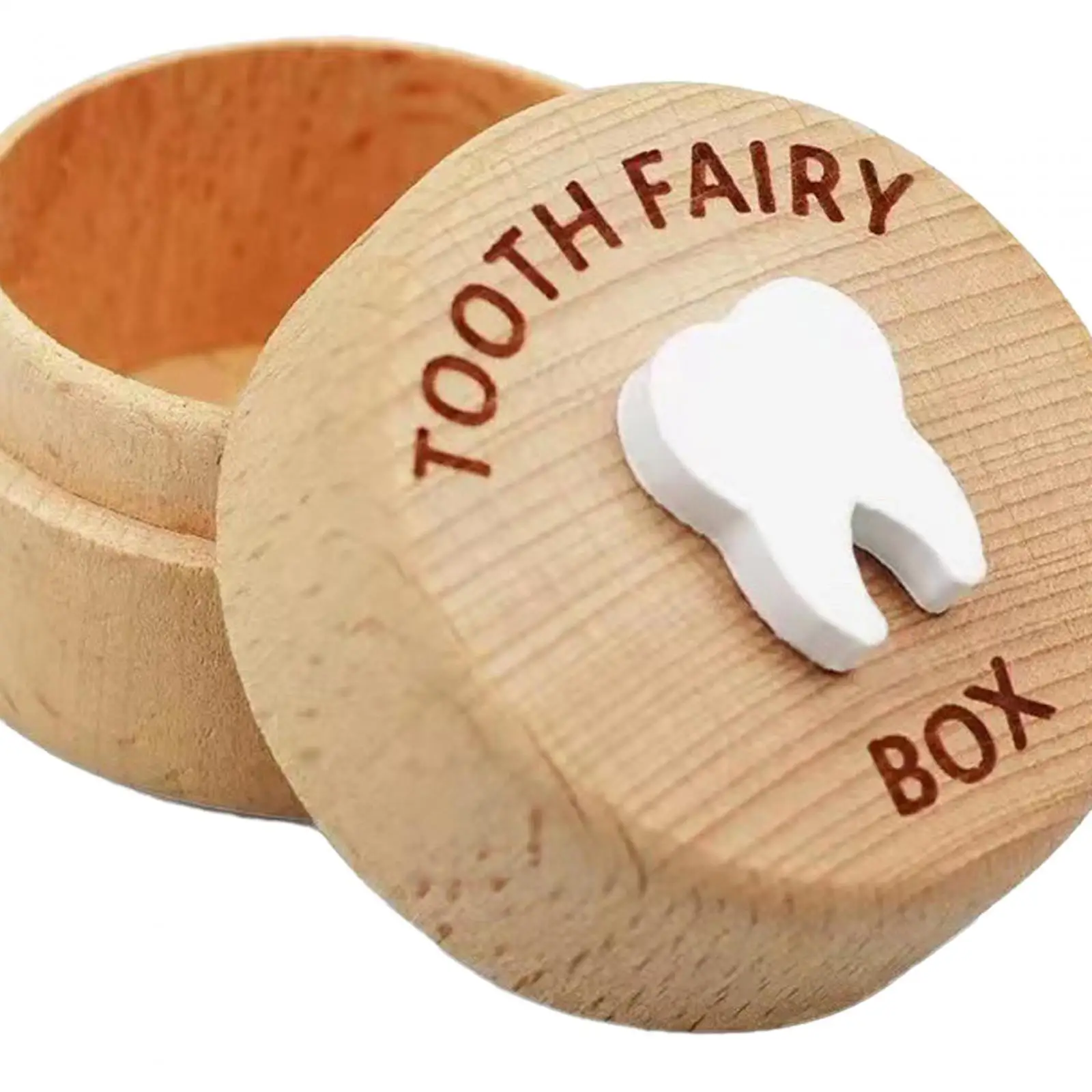 Caja de Hada de los dientes de bebé personalizada, organizador de recuerdos de madera, contenedor circular para regalo de dientes perdidos - imagen 5