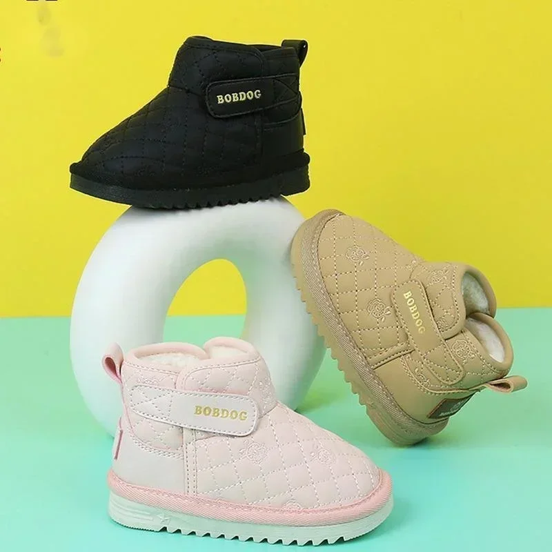Botas de nieve para niños con forro de terciopelo y suela antideslizante - imagen 2