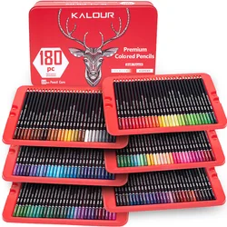 Lápices de colores aceitosos en caja metálica para arte escolar