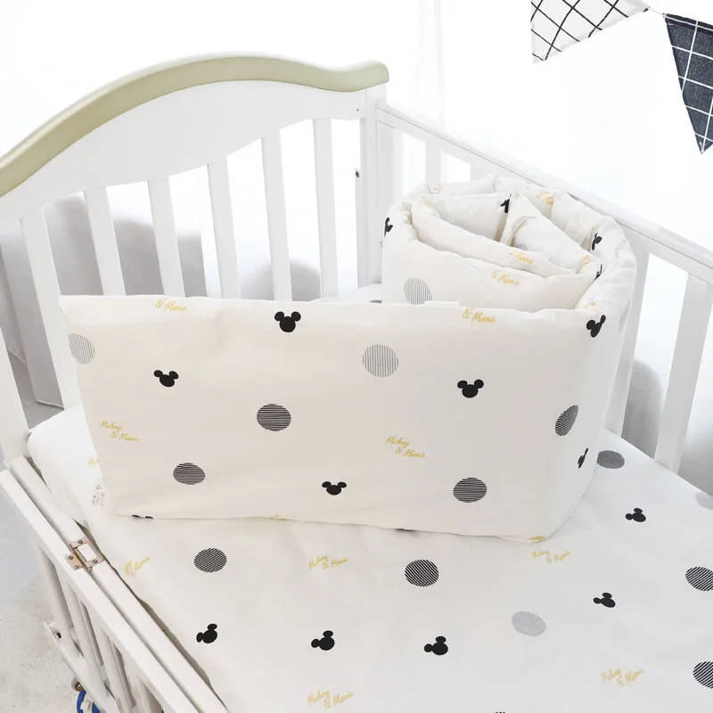 Parachoques de cuna de tamaño 230x30cm, juego de cama para bebé en forma de U/L, Protector alrededor de cuna, cojín protector para cabeza de cama de recién nacidos, parachoques de una pieza - imagen 4