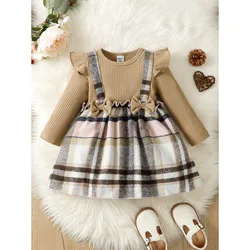 Vestido cuadros manga larga para niña – Estilo primavera/otoño