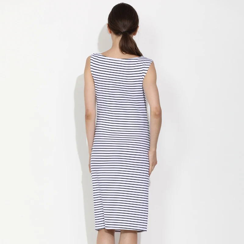Vestido de verano para mujeres embarazadas, vestido de embarazo sin mangas, vestidos de maternidad informales de algodón a rayas, hasta la rodilla para mamá - imagen 3