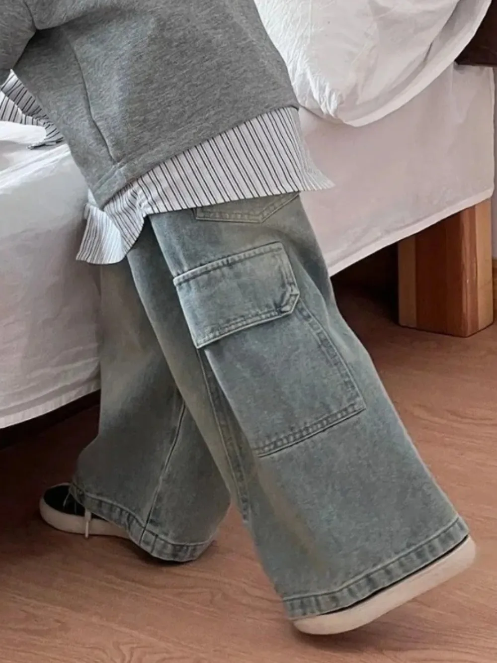 Pantalones cargo de mezclilla para niño – Jeans anchos cómodos - imagen 3