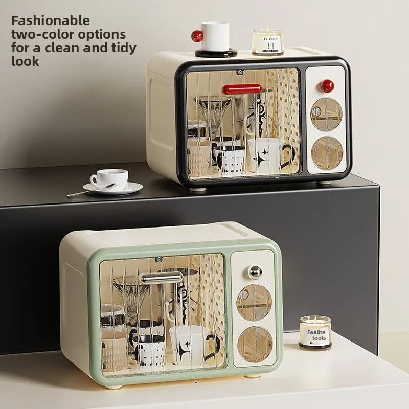 Gabinete de almacenamiento de vajilla para bebé, caja organizadora transparente a prueba de humedad, estructura plegable, diseño de partición izquierda-derecha - imagen 4
