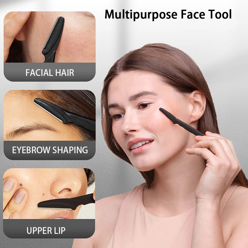 Juego de maquinilla de afeitar multiusos para Dermaplaning, maquinillas de afeitar para cejas y cara para mujeres y hombres, herramienta fácil de usar, cuchillas de afeitar, herramientas de maquillaje - imagen 5