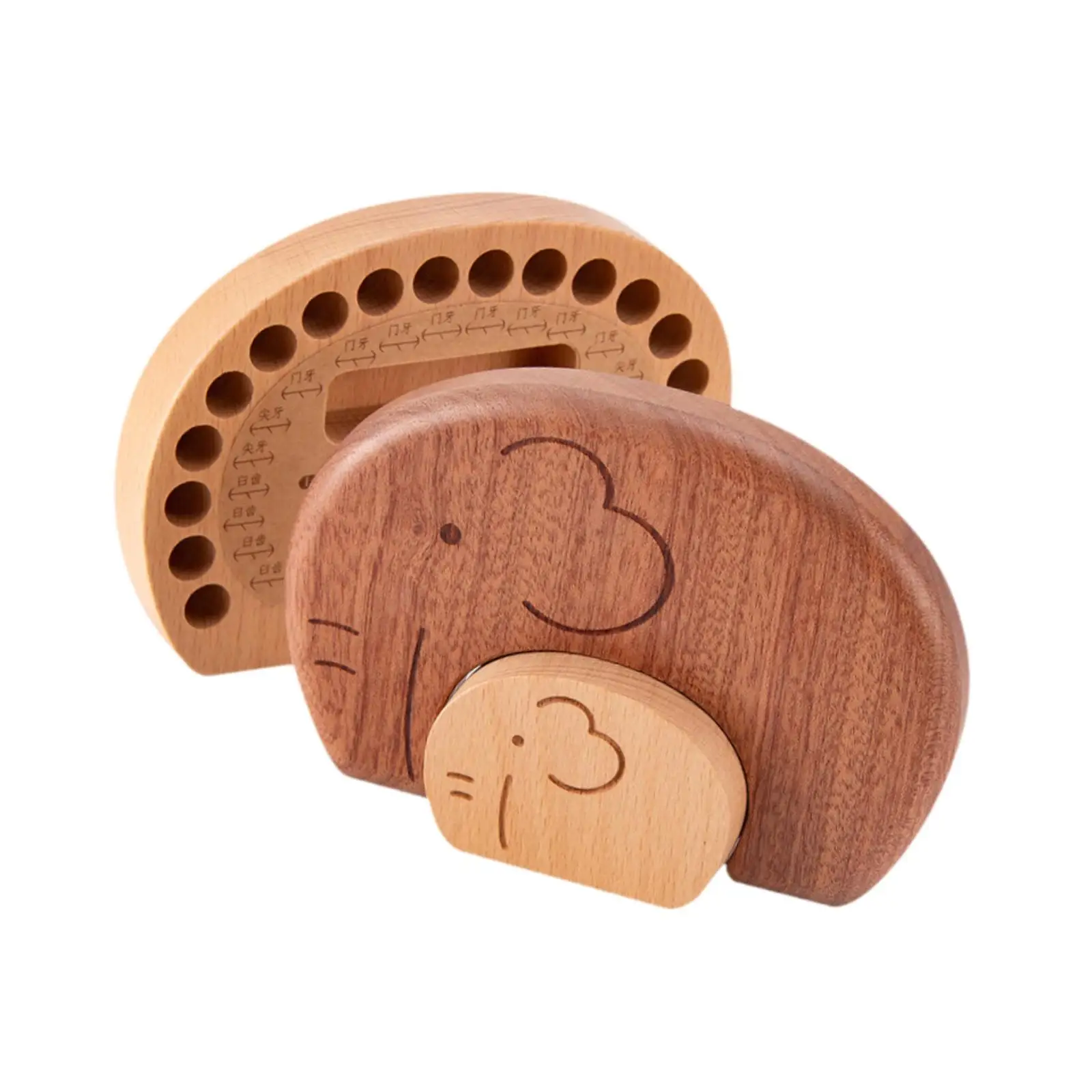 Wood Baby Teeth Storage Box Hair Collection Box Multifunctional Compact Keepsake Holder