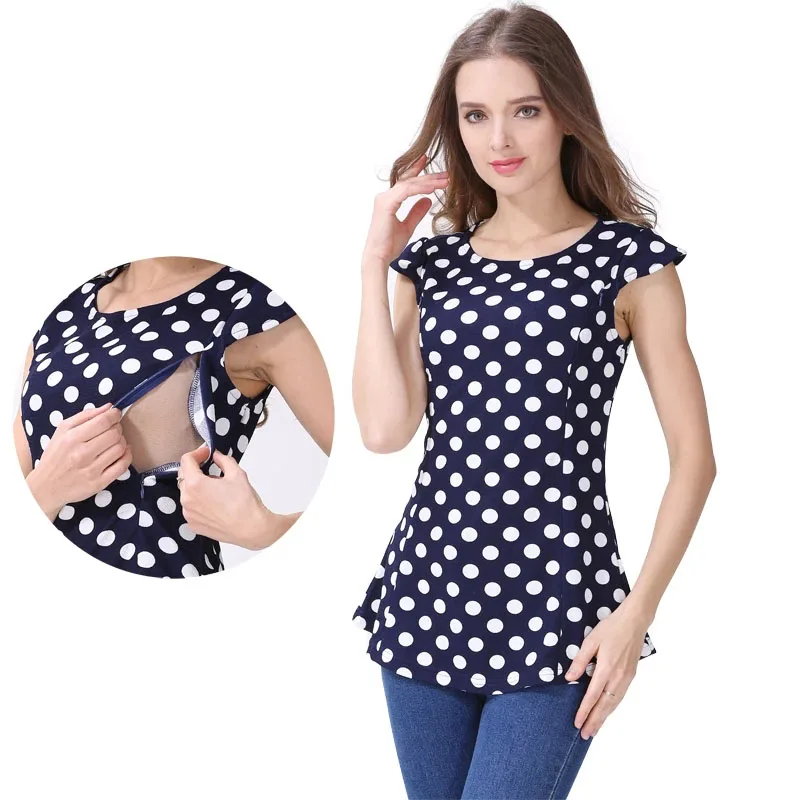 Camiseta de lactancia con cremallera invisible – Top ajustado verano