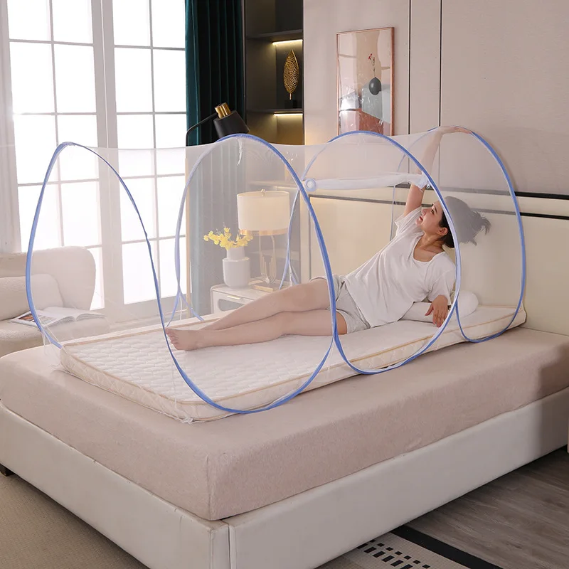 Mosquitera de yurta de instalación gratuita, gran espacio para el hogar, malla cifrada completamente cerrada, mosquitera individual, tienda de viaje portátil para exteriores - imagen 3