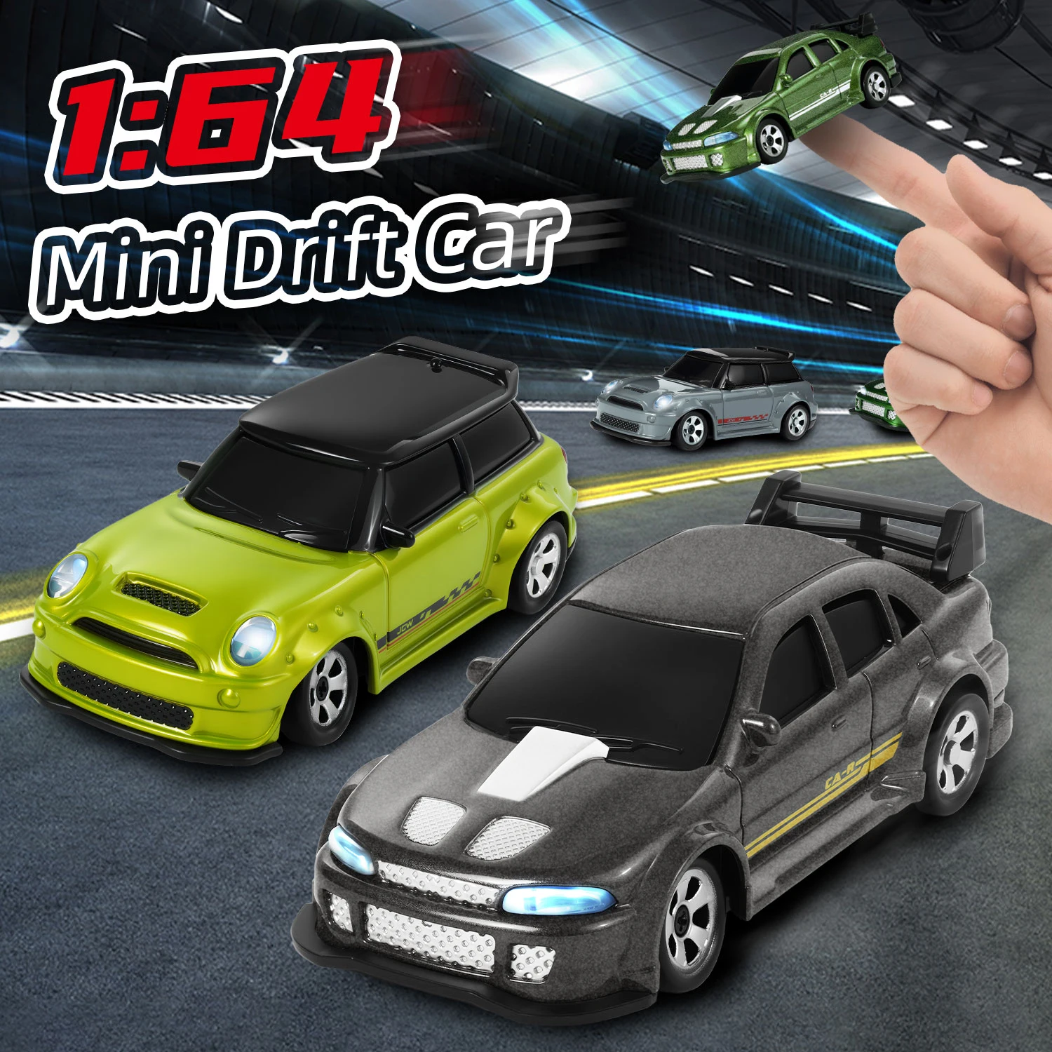 Coche de Control remoto 4WD de escritorio, Mini vehículo de aleación de deriva RC de 2,4G, colección eléctrica de juguetes para niños y adultos, regalos de navidad, 1/64 - imagen 2