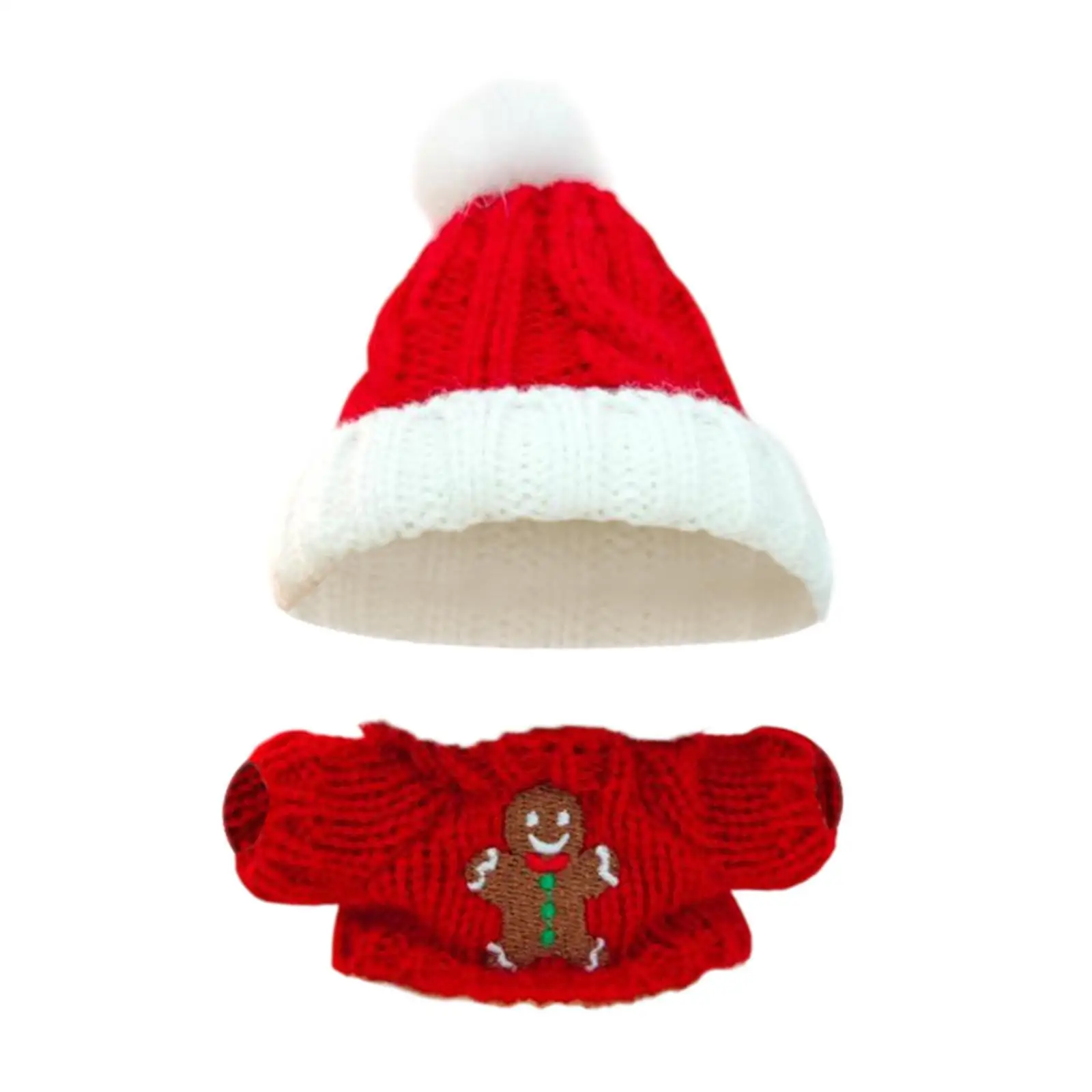 Doll Clothes for 15cm-17cm,Doll Clothing,Gingerbread Man Sweater with Santa Hat Doll Christmas Costume Cute