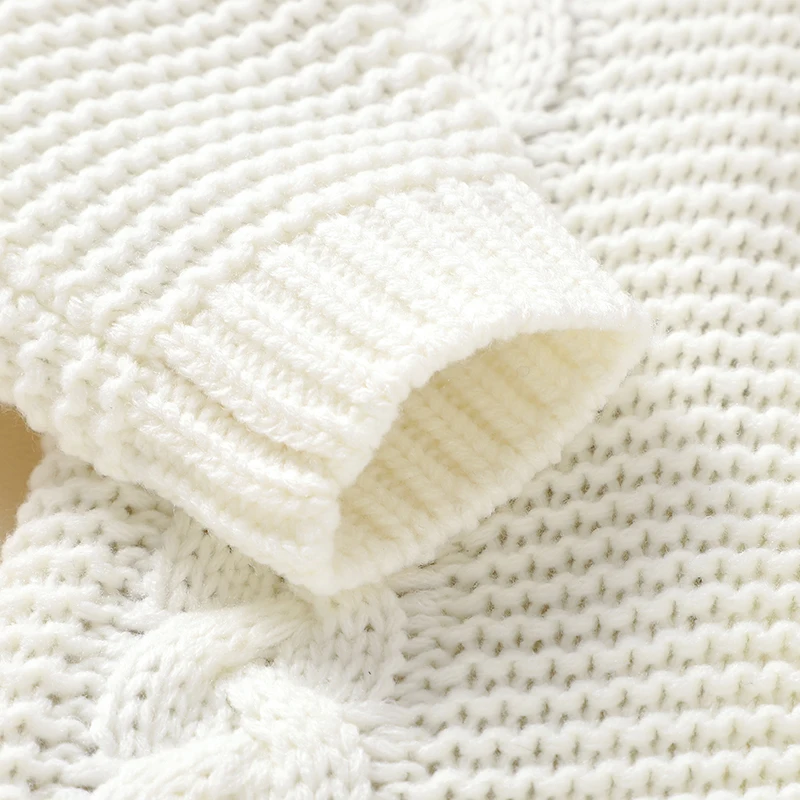 Peleles tejidos para bebé, ropa de invierno con capucha de manga larga para recién nacidos, monos para niños y niñas, trajes de 0 a 18m, monos infantiles de una pieza - imagen 3