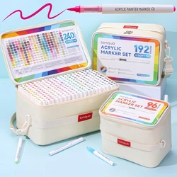 Rotuladores acrílicos con punta de pincel para niños – Caja organizadora