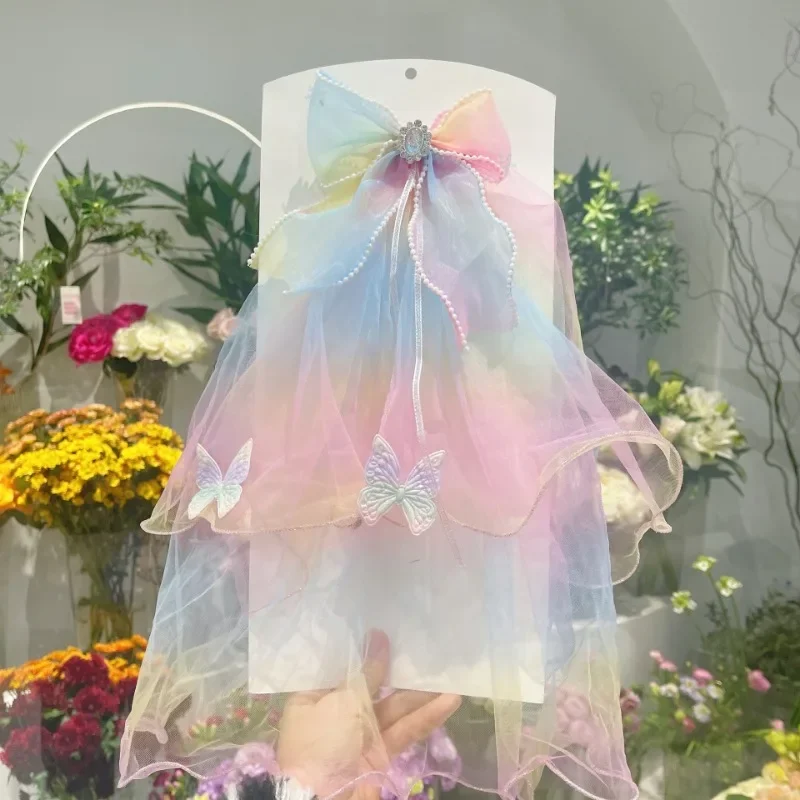 Voile à nœud de princesse coréenne, épingle à cheveux pour enfants, accessoires de cheveux exquis et mignons faits à la main pour filles - imagen 3