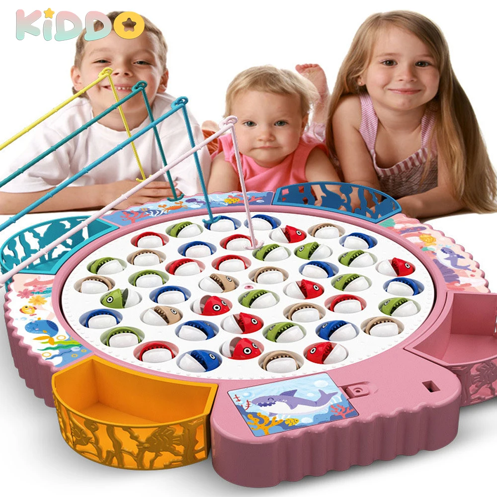 Juego de pesca para niños, juguete de pesca eléctrica con música, juego giratorio, caña de pescar, educación, regalos para padres e hijos