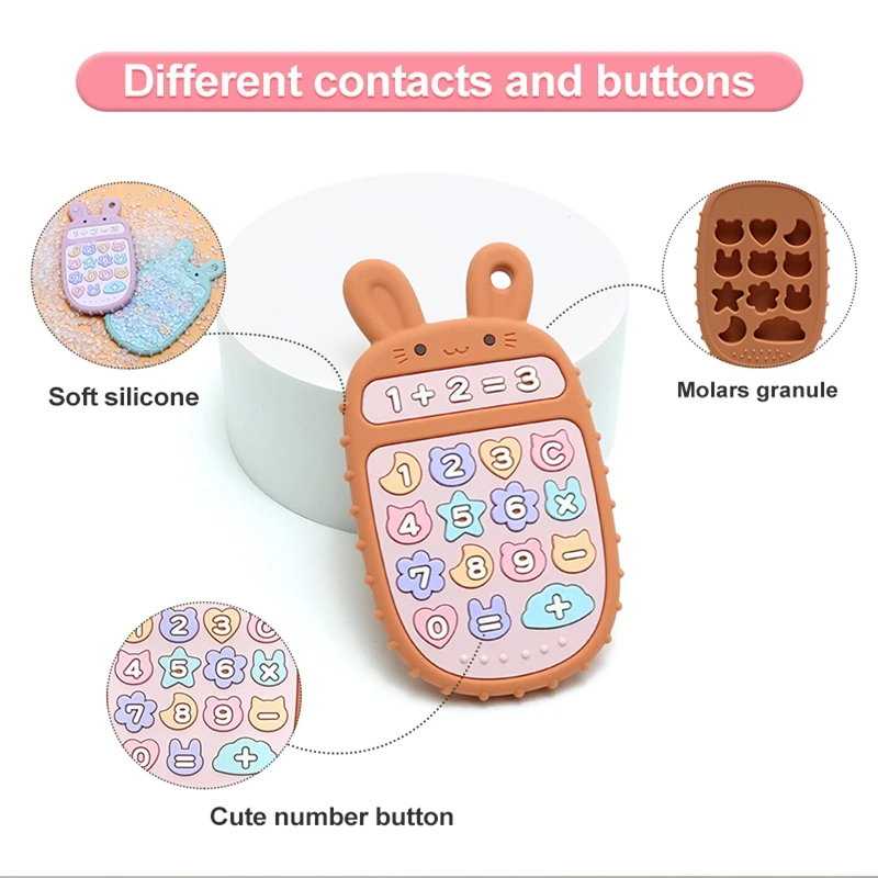 Mordedor de teléfono de silicona para bebé, juguetes sensoriales educativos tempranos, sin BPA, forma de Control remoto, grado alimenticio, regalos para niños, 1 unidad - imagen 3