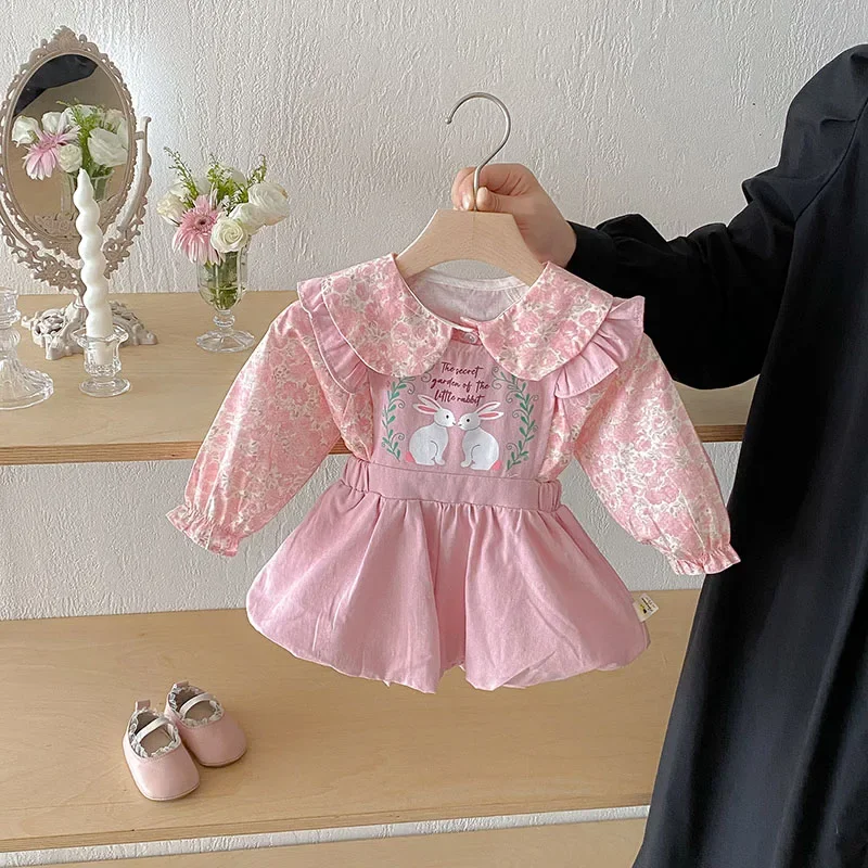 MILANCEL, nuevo mono de otoño para bebé, 3M-3T, dulce letra de conejito, pantalones con tirantes para niñas pequeñas, pantalones sueltos versión coreana para bebés - imagen 2