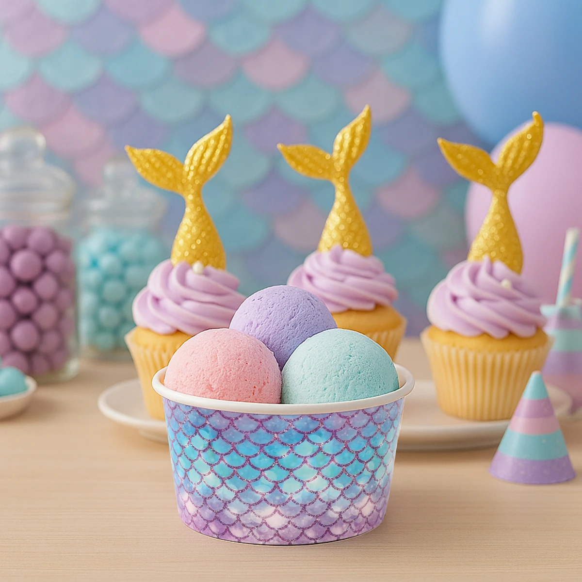 Cuencos de papel desechables de sirena, cuencos morados bajo el mar, tema de sirena feliz verano para niñas, decoración de fiesta de 1er cumpleaños, 10 Uds. ﻿ - imagen 3