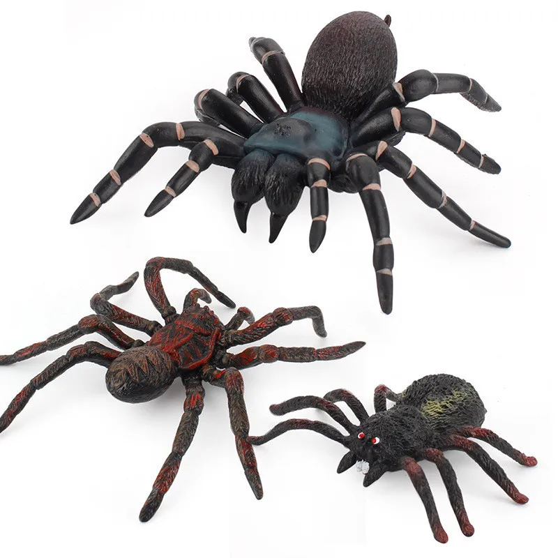 Juguetes de araña realistas, modelo de araña falsa gigante, Animal de plástico, Tarántula, araña negra, accesorios de broma de Halloween, regalo sorpresa para niños - imagen 4