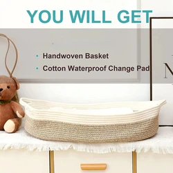 Cesta de cambio de bebé tejida, cesta de cambio de bebé para juego de cambio de guardería, cesta Moisés orgánica
