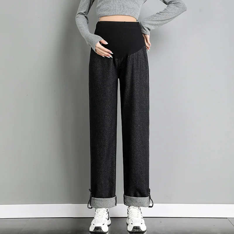 Pantalones de maternidad Jeans nuevo suelto Casual más grasa tamaño grande recto Casual Harem pantalones largos de nueve puntos ropa de embarazo - imagen 5