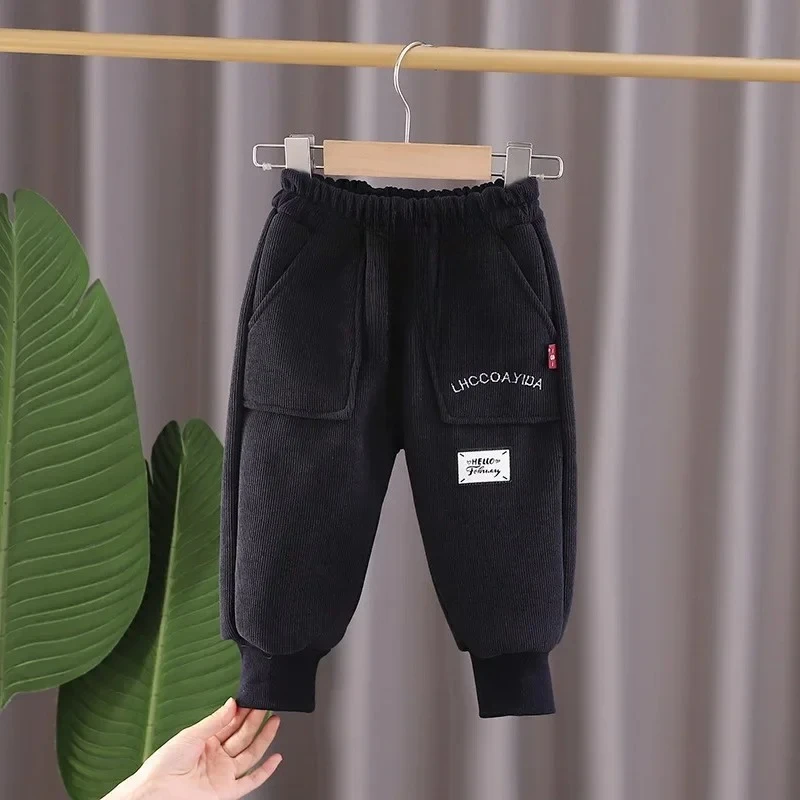 Nueva moda de invierno, ropa para niñas, niños, pantalones gruesos y cálidos, pantalones para niños, disfraz informal para niños, ropa deportiva infantil - imagen 4