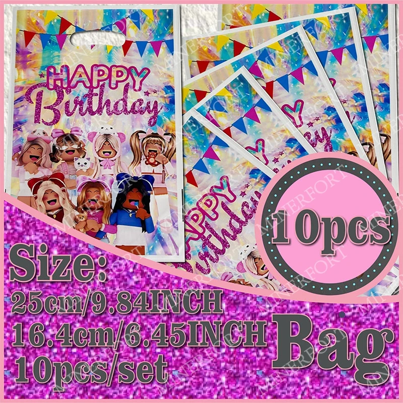 Roblox Pink Girl Series Bolsas de regalo Juego Surpriset Candy Goodie Kid Robot Personaje Favor Decoración para cumpleaños Fiesta de Halloween - imagen 2