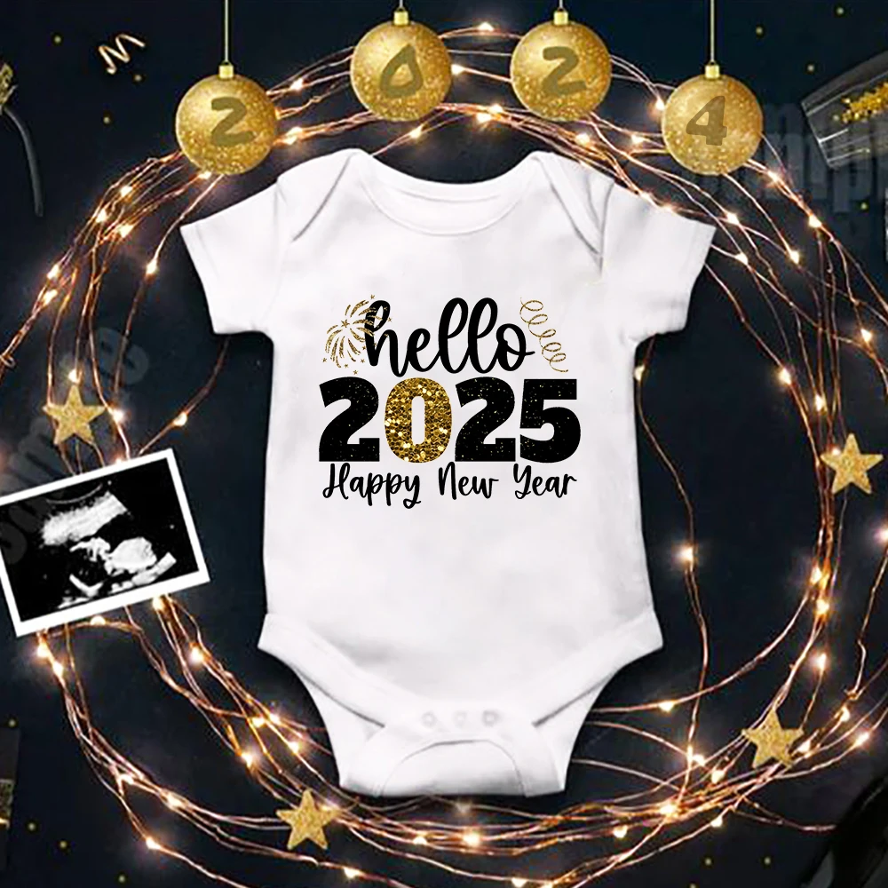 Body de manga corta para bebé, niño y niña pelele para, ropa para fiesta de año nuevo, regalo para bebé, 2025