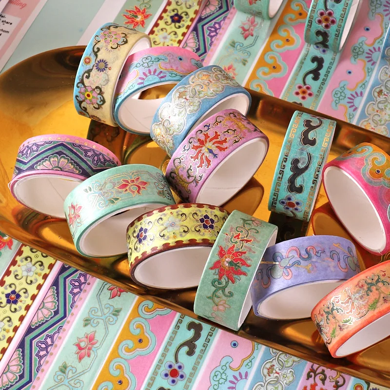 Set de 12 cintas washi doradas para manualidades y scrapbook - imagen 5