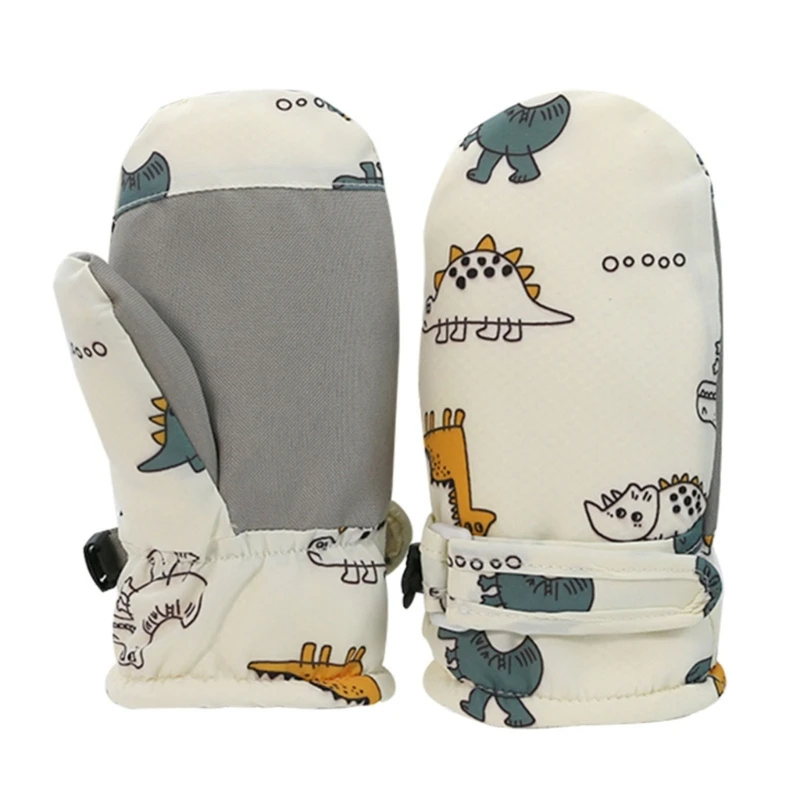 Manoplas nieve ajustables, guantes impermeables para nieve, manoplas esquí a prueba viento dibujos animados, guantes