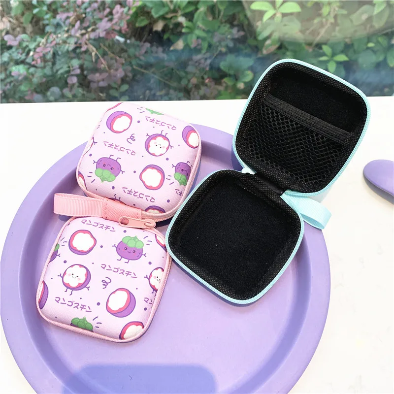 Mini estuche rígido con cremallera de dibujos animados para auriculares, bolsa portátil para auriculares, bolsa de almacenamiento para auriculares, organizador protector de cables USB - imagen 3
