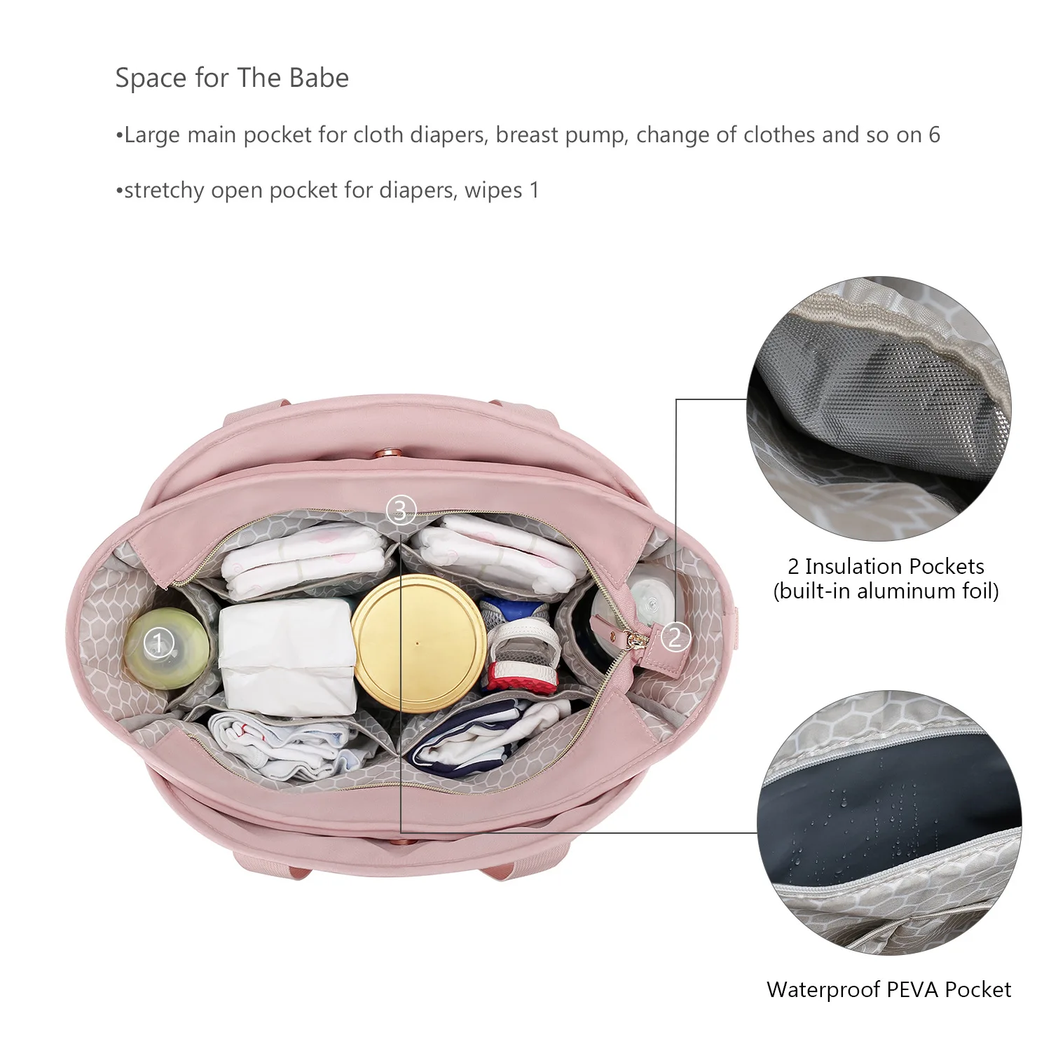 Nuevo Bolsa de mamá, bolsa de almacenamiento de mano con un hombro, pañal aislante de tela impermeable para viaje de madre y bebé - imagen 3