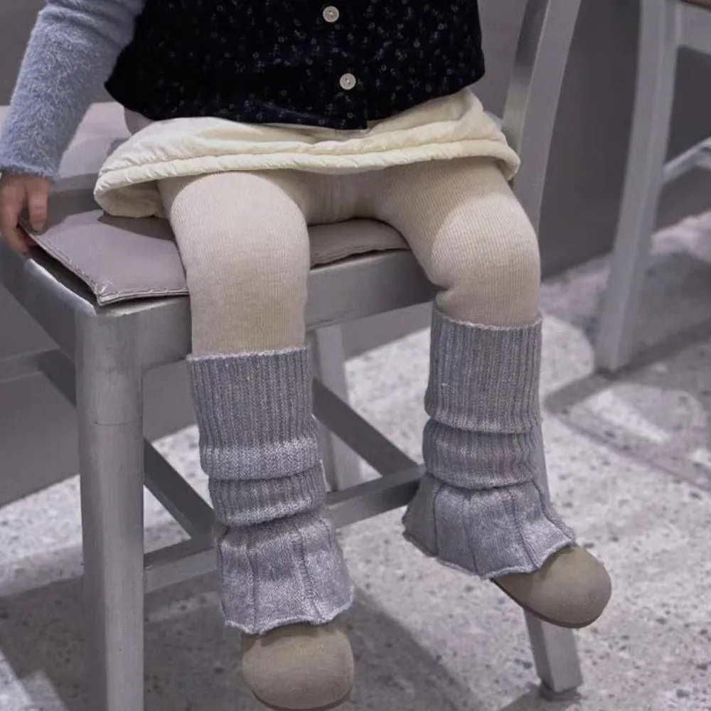 Nuevo Calentadores de piernas de Color sólido, calcetines de tubo medio de punto grueso, calcetines - imagen 3