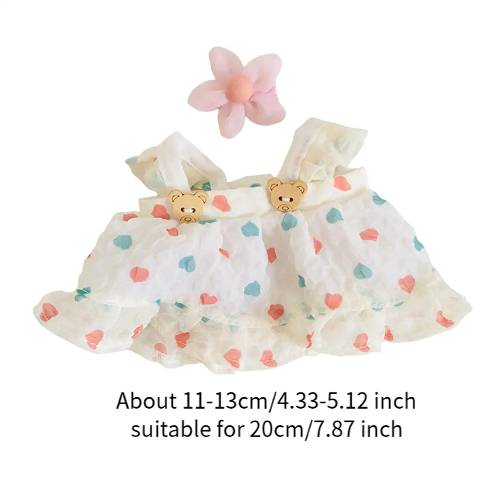 2x Dolls Princess Dress with Flower Hairpin, Outfits Accessory for 20cm Dolls Dress up Thanksgiving Gifts