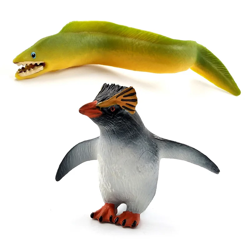 Simulación pequeña Anguila de mar pez pingüino modelo Animal figura de jardín en miniatura accesorios de decoración del hogar estatuilla de hadas de Pvc